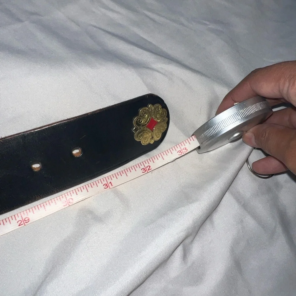 VINTAGE ETRO COW AND SUN LEATHER BLACK BELT 1970'S - Picture 4 of 4